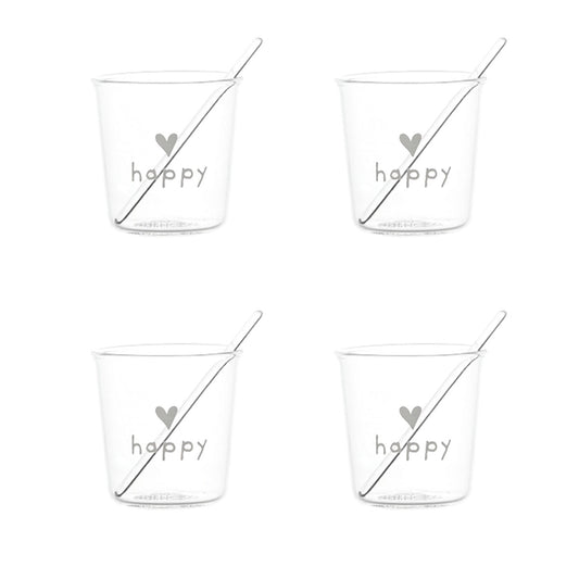 Bicchierino Espresso scritta "HAPPY" Bianco con Cuore